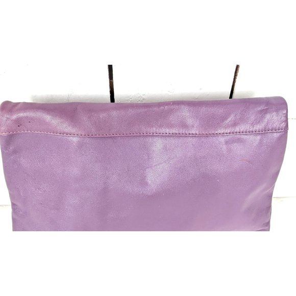 Vintage purple leather clutch hand bag purse - Picture 5 of 6